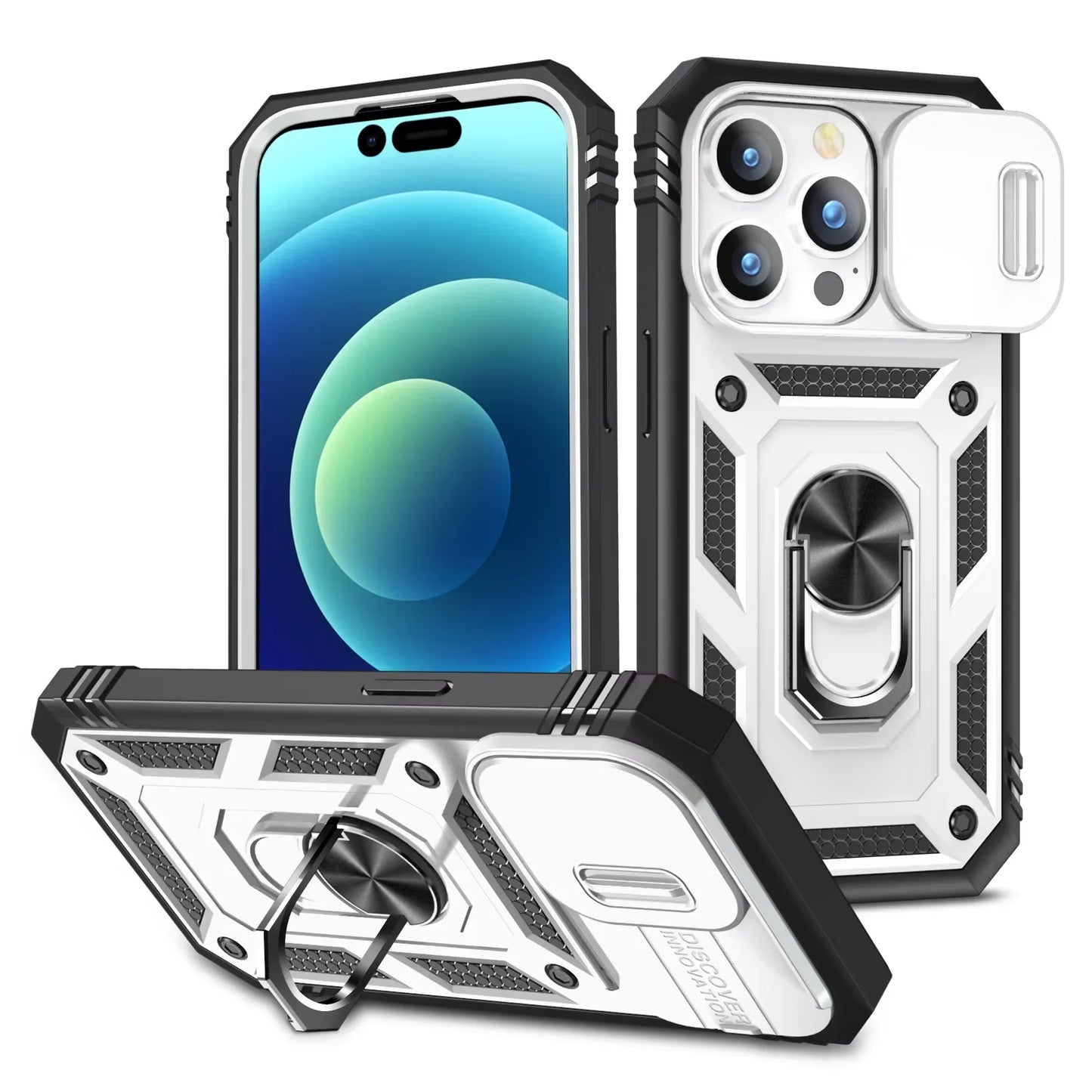Case for Iphone 17 16 15 14 Pro Max 13 12 Pro plus XR 360 Full Body Rugged Protective Slide Camera Stand Protection Ring Cover