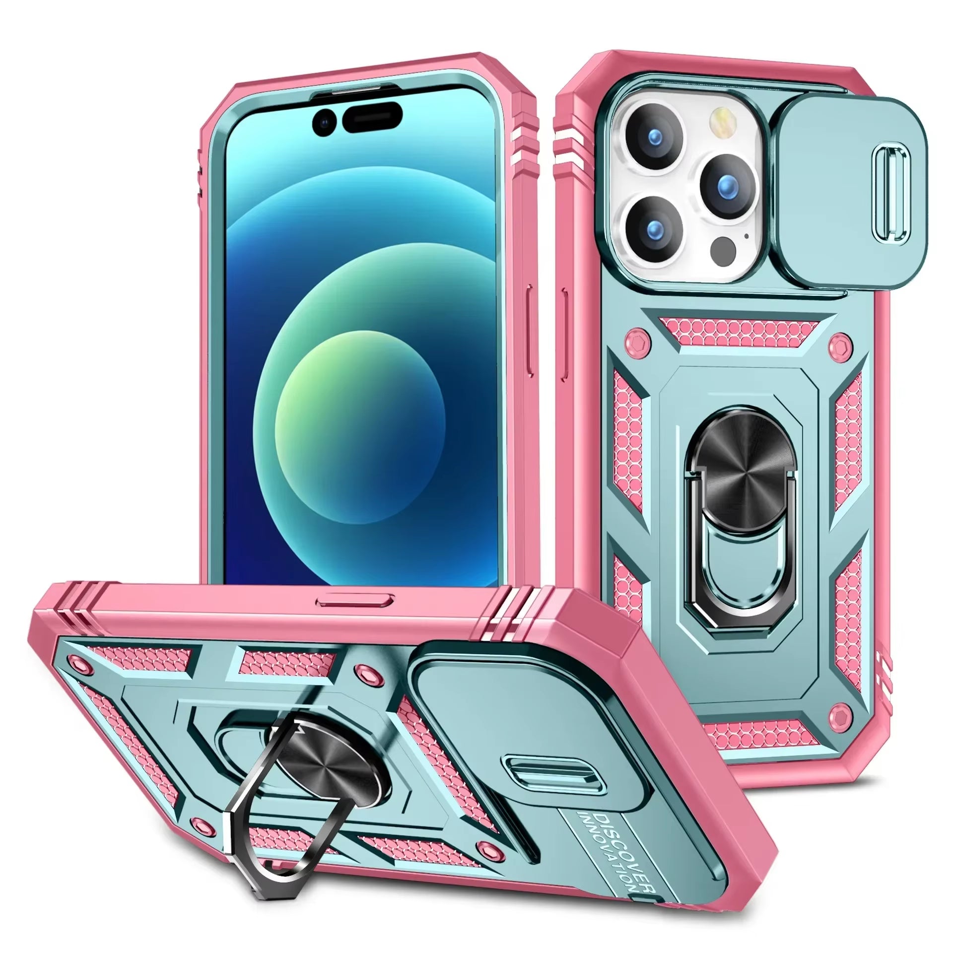 Case for Iphone 17 16 15 14 Pro Max 13 12 Pro plus XR 360 Full Body Rugged Protective Slide Camera Stand Protection Ring Cover