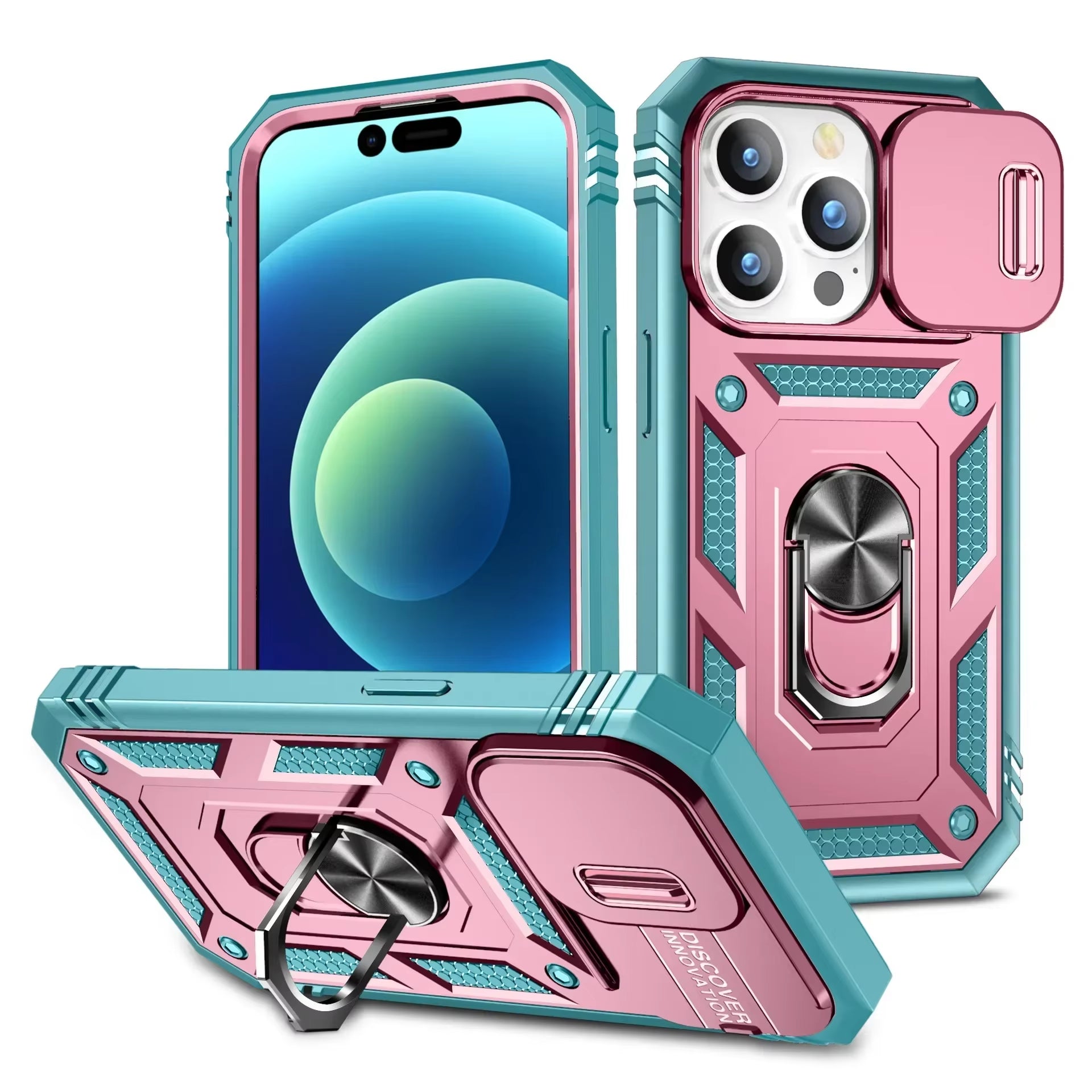 Case for Iphone 17 16 15 14 Pro Max 13 12 Pro plus XR 360 Full Body Rugged Protective Slide Camera Stand Protection Ring Cover