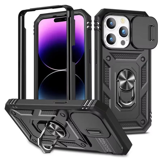 Case for Iphone 17 16 15 14 Pro Max 13 12 Pro plus XR 360 Full Body Rugged Protective Slide Camera Stand Protection Ring Cover
