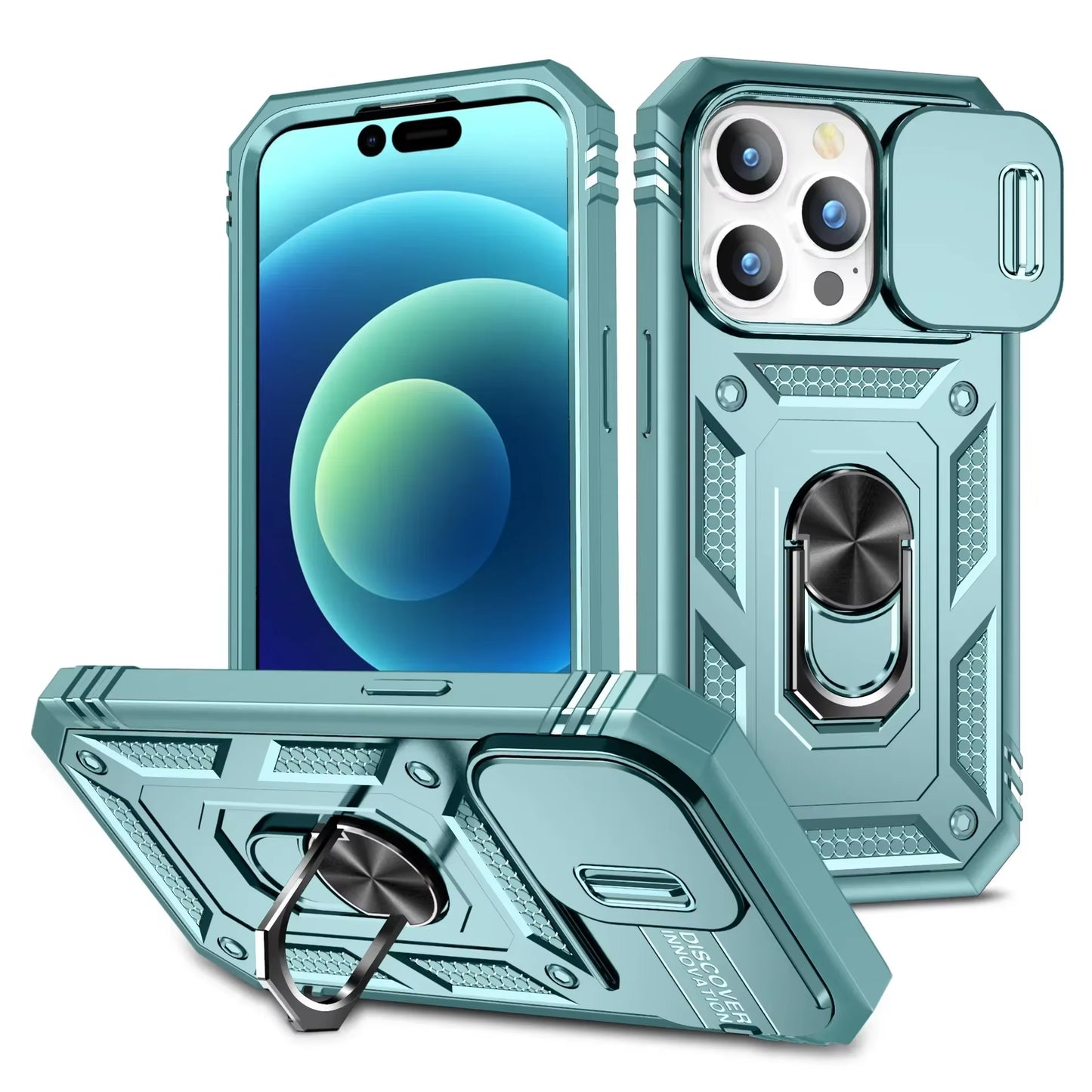 Case for Iphone 17 16 15 14 Pro Max 13 12 Pro plus XR 360 Full Body Rugged Protective Slide Camera Stand Protection Ring Cover